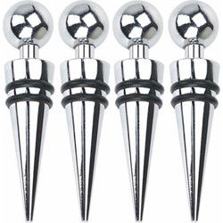 Svenska Living Flessenstoppers/afsluitdoppen - 4x - RVS/Rubber - Wijnafsluiters