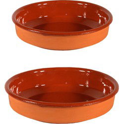2x Terracotta hapjes/tapas borden/schalen 35 cm/26 cm - Snack en tapasschalen