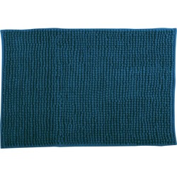 MSV Badkamerkleed/badmat voor op de vloer - donkerblauw - 60 x 90 cm - Microvezel - Badmatjes