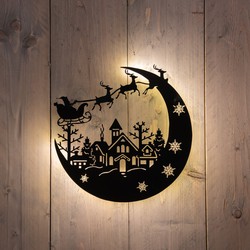 B.O. Metal Wall Art Santahouses 35 cm 42Led Warm White