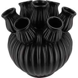 DK Design vaas Amsterdam - tulpenvaas groot - zwart - D20 x H20 cm - Vazen