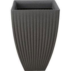 Pro Garden hoge plantenpot/bloempot - Tuin - kunststof - grijs - D40 x H60 cm - Plantenpotten