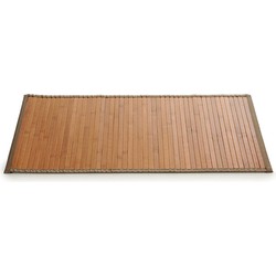 Badkamer vloermat anti-slip bamboe 50 x 80 cm met grijze rand - Badmatjes