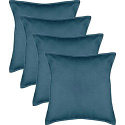 Atmosphera Bank/sierkussens huiskamer Sophia - 4x - 53 x 53 cm - Blauw - polyester - met rits - Sierkussens