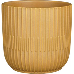 Mica Decorations - Plantenpot - okergeel - stripes - D17.5 x H16 cm - Plantenpotten