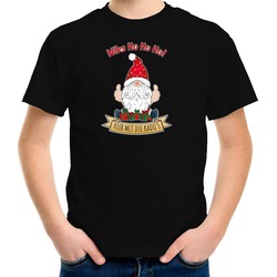 Bellatio Decorations kerst t-shirt voor kinderen - Kado Gnoom - zwart - Kerst kabouter XS (104-110) - kerst t-shirts kind