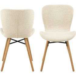 Eetkamerstoel Stof Créme - Zithoogte 46,5cm - Zaria - Set van 2