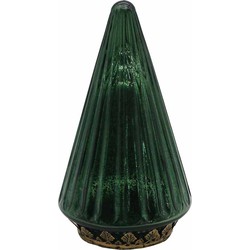 Clayre & Eef Kerstdecoratie met LED-verlichting Kerstboom Ø 11x19 cm Groen Glas