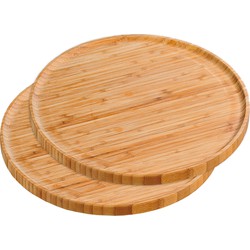 2x Ronde kaasplank/borrelplank van bamboe hout 32 cm - Serveerplanken