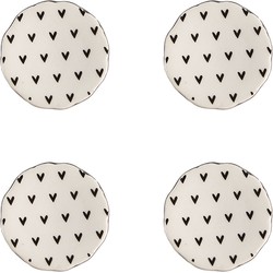 Clayre & Eef Deurknop Set van 4  Ø 4 cm Beige Keramiek Hartjes Meubelknop