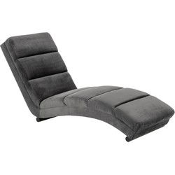 Ligstoel Donkergrijs Stof - 170x60x82cm - Wikra