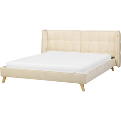 SENLIS  - Tweepersoonsbed - Lichtbeige - 160 x 200 cm - Fluweel