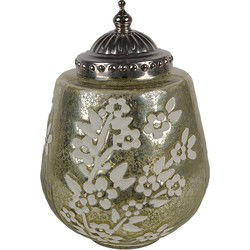 Clayre & Eef LED Lantaarn Ø 13x19 cm Groen Glas