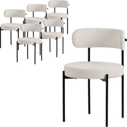 Eetkamerstoel set van 6 met teddy stof met rugleuning wit Keukenstoel ML design