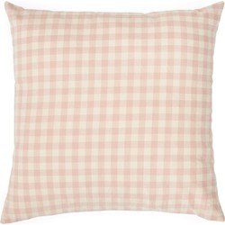 Kave Home - Yanil-kussensloop van 100% katoen met roze en beige ruiten 45 x 45 cm