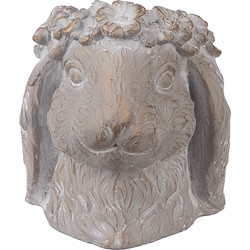 Clayre & Eef Bloempot Konijn 16x18x18 cm Beige Steen