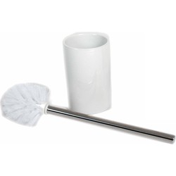 Wc/toiletborstel inclusief houder wit 37 cm van RVS /keramiek - Toiletborstels