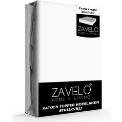 Zavelo Katoen Topper Hoeslaken Strijkvrij Wit-Lits-jumeaux (160x200 cm)