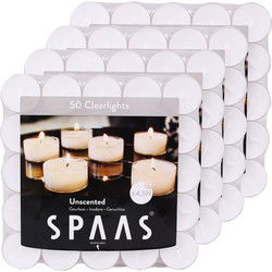 Spaas theelichtjes/waxinelichtjes - 200x - wit - 4,5 branduren - geurkaarsen