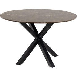 Eettafel Rond - Bruin Marmer - Ø120x75,5cm - Harrie