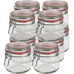 10x Glazen confituren pot/weckpot 500 ml met beugelsluiting en rubberen ring - Weckpotten