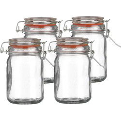Urban Living Voorraadpot/bewaarpot - 4x - 250 ml - glas - met beugelsluiting - D7 x H12 cm - Voorraadpot