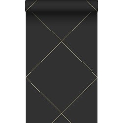 Origin Wallcoverings behang grafische lijnen zwart en goud - 0,53 x 10,05 m - 347719