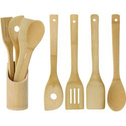 Bamboe keuken spatels set 5dlg - Keukenspatels