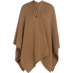 Knit Factory Jazz Gebreid Omslagvest - Dames Poncho - New Camel - One Size - Inclusief sierspeld