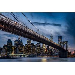 Sanders & Sanders fotobehang New York skyline blauw, geel en grijs - 3,6 x 2,7 m - 601026