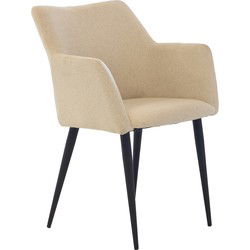 Eetkamerstoel Stof Beige - Zitdiepte 45cm - 50x57x82cm - Ellis - Set van 2
