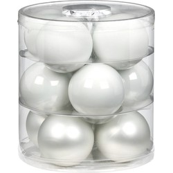 24x stuks glazen kerstballen wit 8 cm glans en mat - Kerstbal