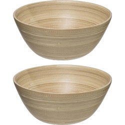 Set van 2x Secret de Gourmet - Slakom/serveer schaal- Bamboe - D30 cm - Saladeschalen