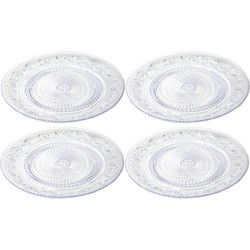 Plasticforte Dinerborden - 4x - kunststof - kristal look - D25 cm - Campingborden