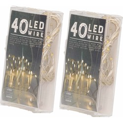 Set van 4x stuks draadverlichting lichtsnoeren met 40 lampjes warm wit op batterij 420 cm - Lichtsnoeren