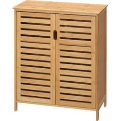 Badkamerkast Bamboe met Lamellenontwerp voor Badkamer of Gang 32x68x86 cm