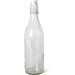 6x Beugelfles/weckfles van transparant glas met beugeldop 1 liter - Decoratieve flessen