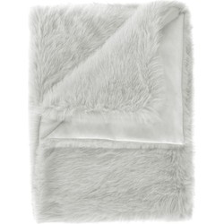 Heckett & Lane Fake Fur Plaid Perle - silver grey 140x200cm