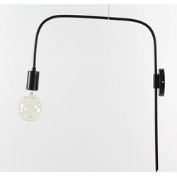 Vintage wandlamp met zwarte staaf 56cm hoog