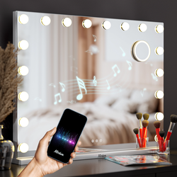 Hollywood Spiegel - Bluetooth Speakers - 80x60cm - Wit