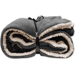 Unique Living | Lars coral fleece/suede plaid 150x200cm dark grey