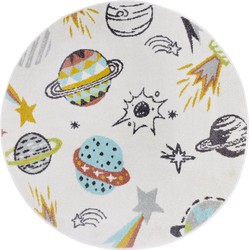 Rond Kindervloerkleed - Adventures Ruimte Crème/Multi - Ø 140 CM