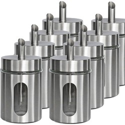 8x stuks suikerpot/suikerstrooier RVS metaal met strooi tuit 260 ml - Suikerstrooiers