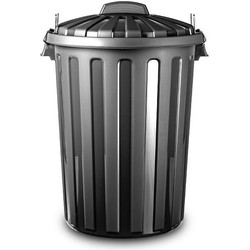 Plasticforte Vuilnisbak/afvalemmer met deksel - 31L - zwart -37 x 52cm - Prullenbakken