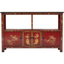 Fine Asianliving Chinees Dressoir Rood Handbeschilderd B140xD33xH90cm