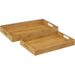 5Five Keuken dienbladen set van 2x stuks met opstaande rand - bamboe hout - 46 x 30 cm/38 x 26 cm - Dienbladen