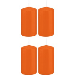 4x Kaarsen oranje 6 x 12 cm 40 branduren sfeerkaarsen - Stompkaarsen