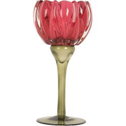 Clayre & Eef Waxinelichthouder Roze Glas