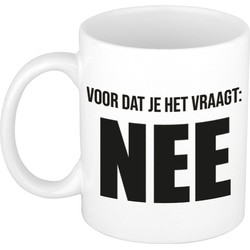 Voordat je het vraagt NEE kantoorhumor collega mok / beker wit 300 ml - Bekers