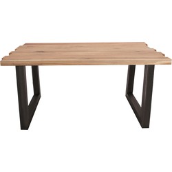Feel Furniture - 160x90 Eettafel - Massief Boomstamblad Eiken - Constructed oak - 5 cm dik - U Frame